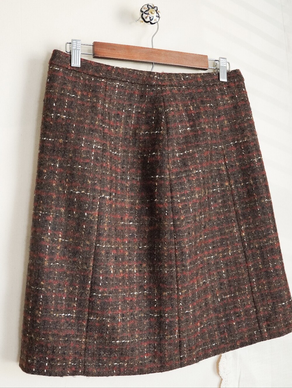 Brooks Brothers Moon British Tweed Wool Blend A-Line Skirt Brown Size 6 - Picture 2 of 11